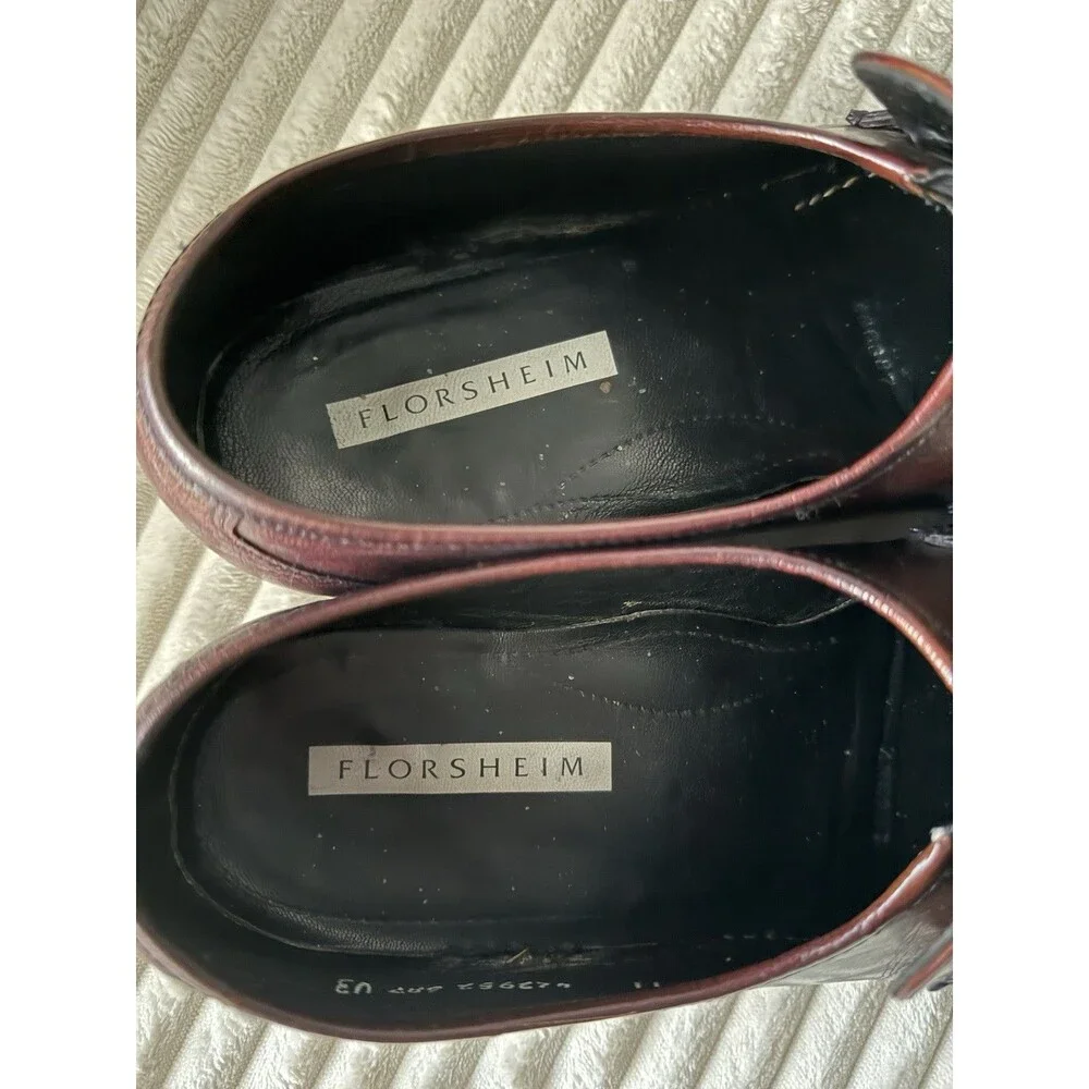 Florsheim Burgundy Leather Tassel Loafers Men’s Size 11 Dress Slip On Shoes